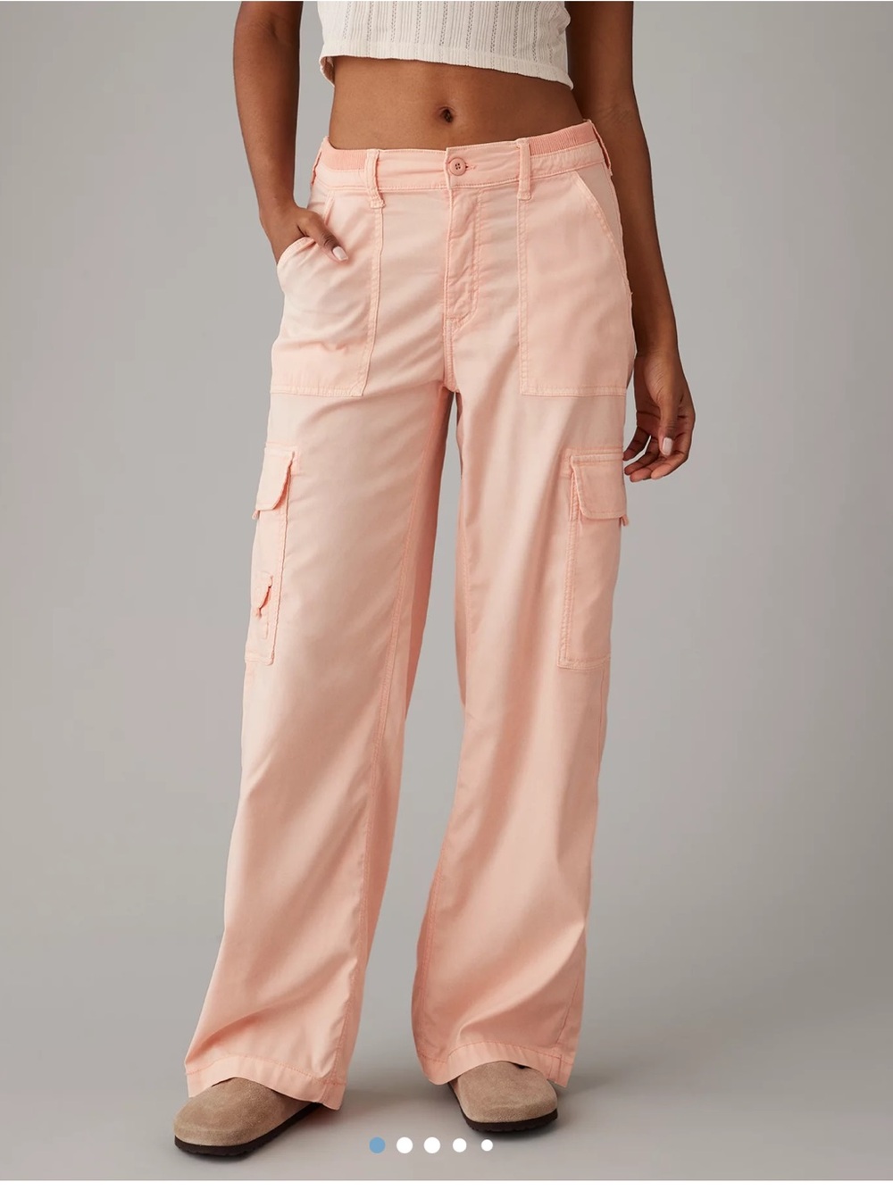 NWT AE Dreamy Drape Stretch Cargo Super High-Waisted Baggy Wide-Leg Pant sz 6 - Picture 1 of 11